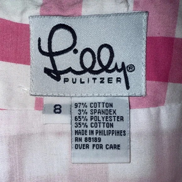 Vintage Lilly Pulitzer Pink Checkered Gingham Daisy Embroidered Skirt Size 8 - Picture 9 of 9
